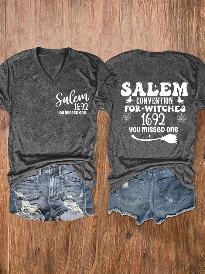 Women's Salem 1692 They Missed One Print V-Neck T-Shirt