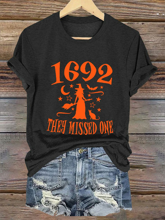 Women's 1692 They Missed One Salem Witch Halloween Casual Tee