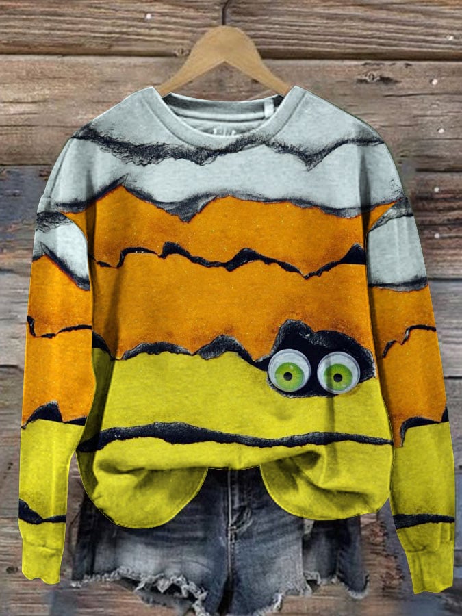 Halloween Peek Monster Women's Halloween Print Long Sleeve Sweatshirt